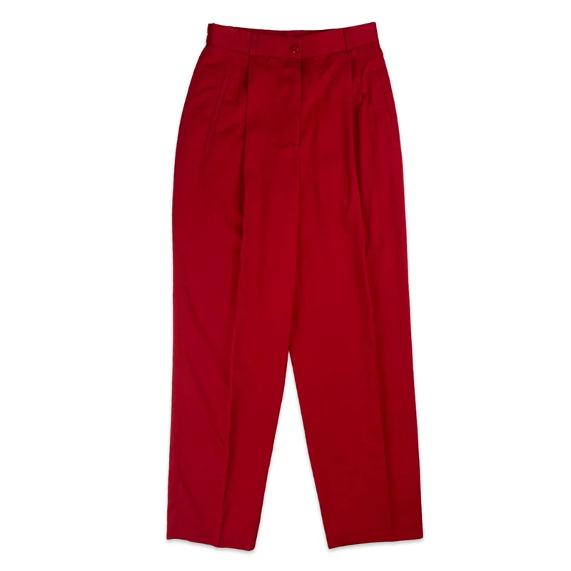 Vintage Red Straight Leg Trousers 6 8