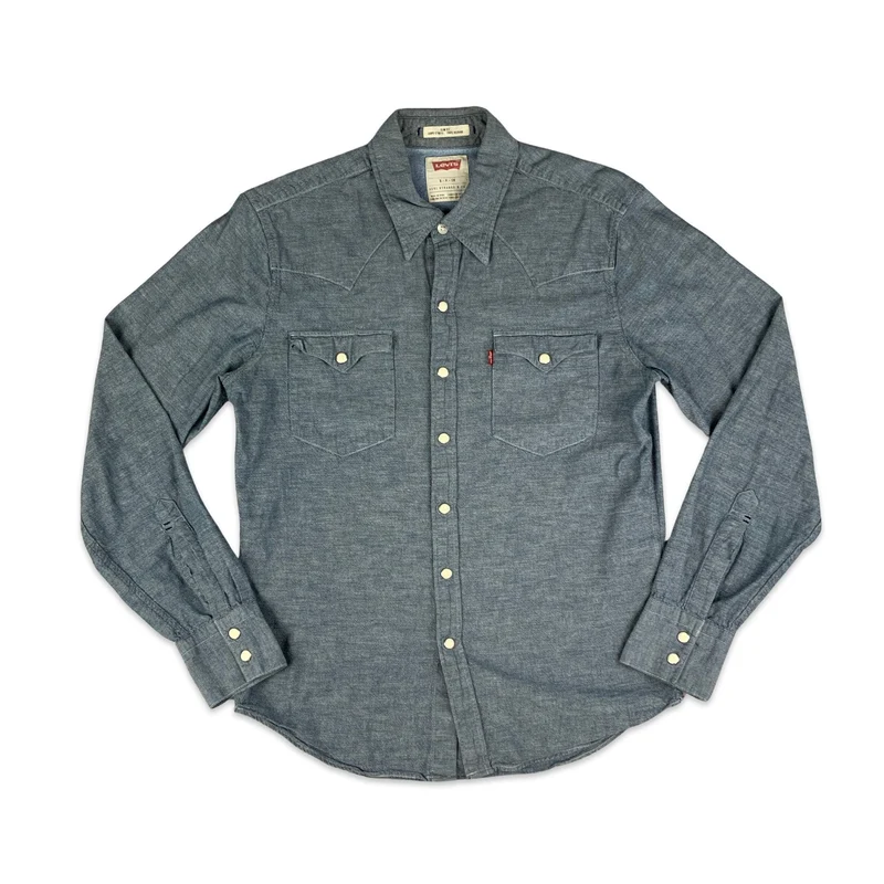 Levi's Grey Chambray Western Style Shirt XS S