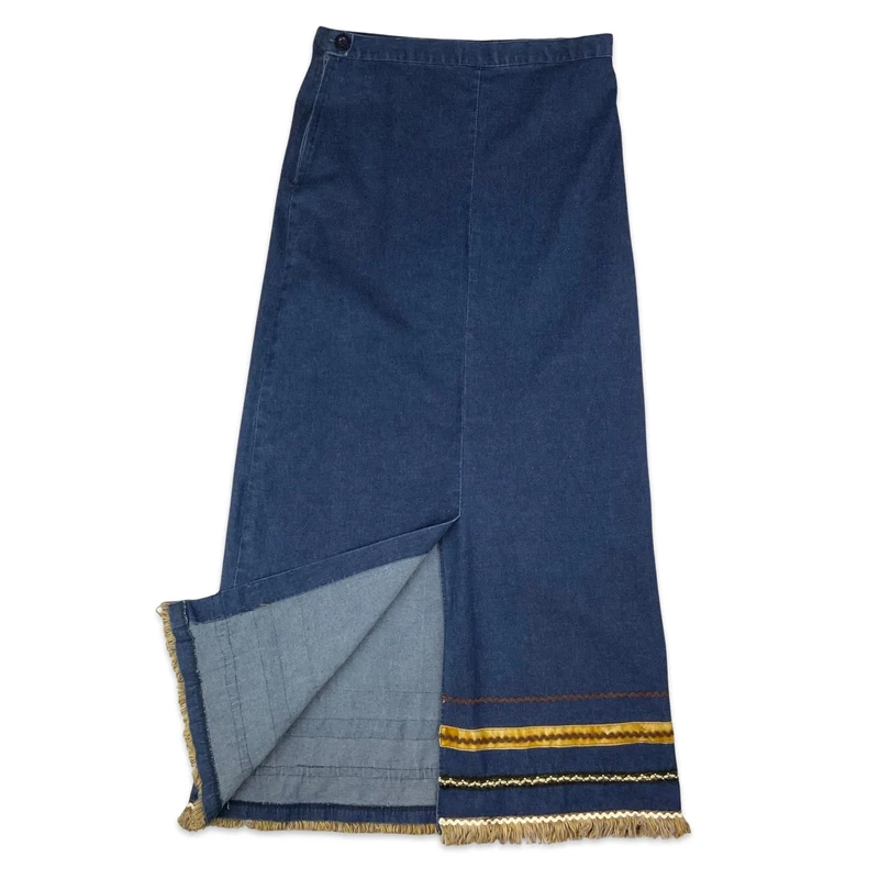 90s Dark Denim Maxi Skirt 8 10 S