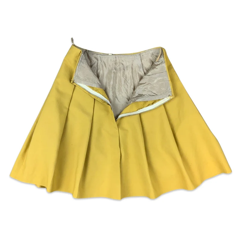 Vintage 60s Yellow Pleated Skirt 4 6