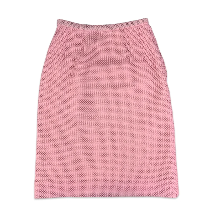 Vintage Pink Woven Midi Pencil Skirt 4