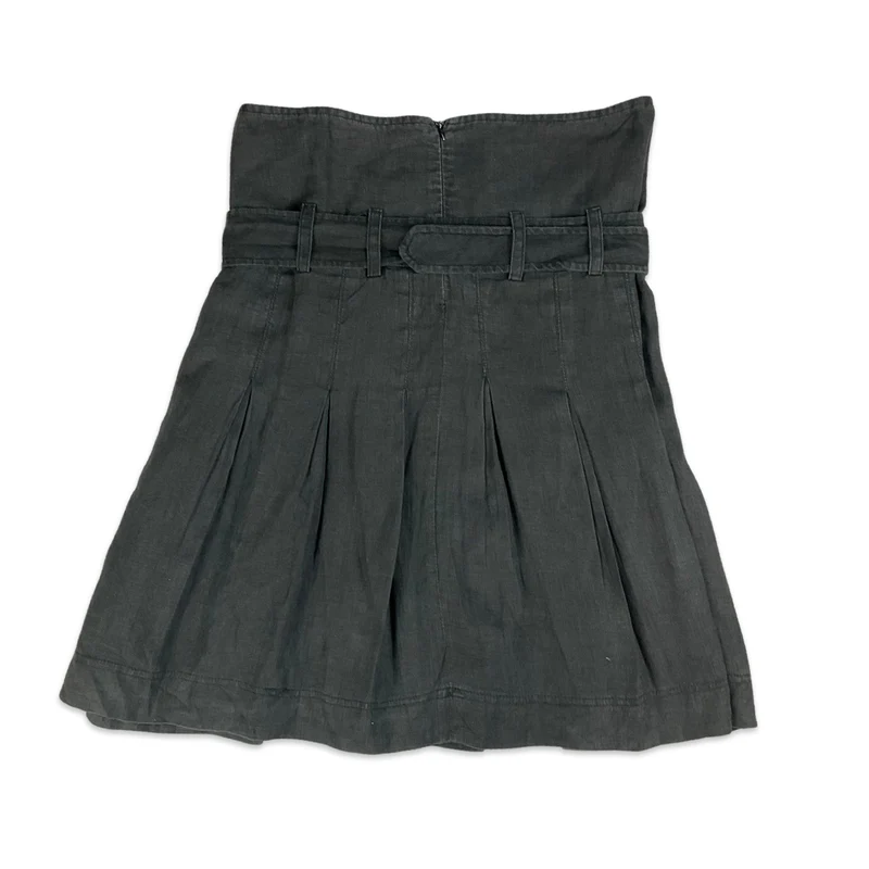 90s Black High Waisted Pleated Skirt with Belt