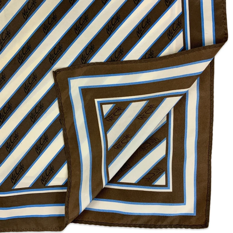 00s Vintage Brown White Blue Stripe McDonalds Scarf