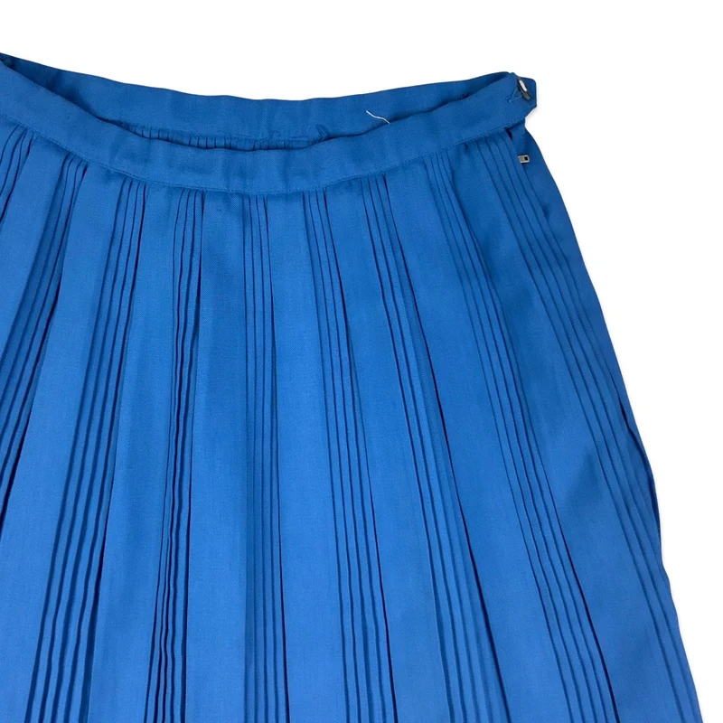 Vintage Blue Pleated Midi Skirt 6