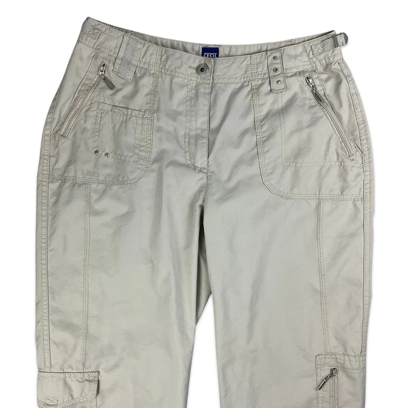 Y2K Beige Petite Leg Cargo Trousers 14