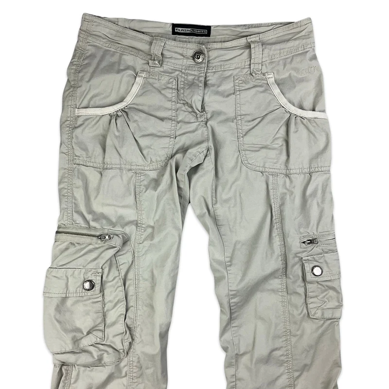 Y2K Beige Low Rise Cargo Trousers 10