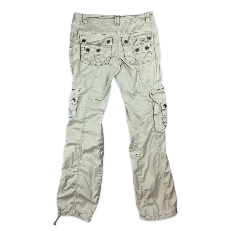 Y2K Beige Low Rise Cargo Trousers 10