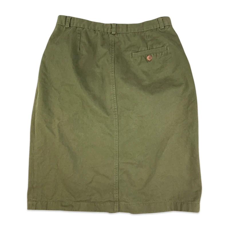 Vintage Green Button-up Pleated Midi Skirt 10