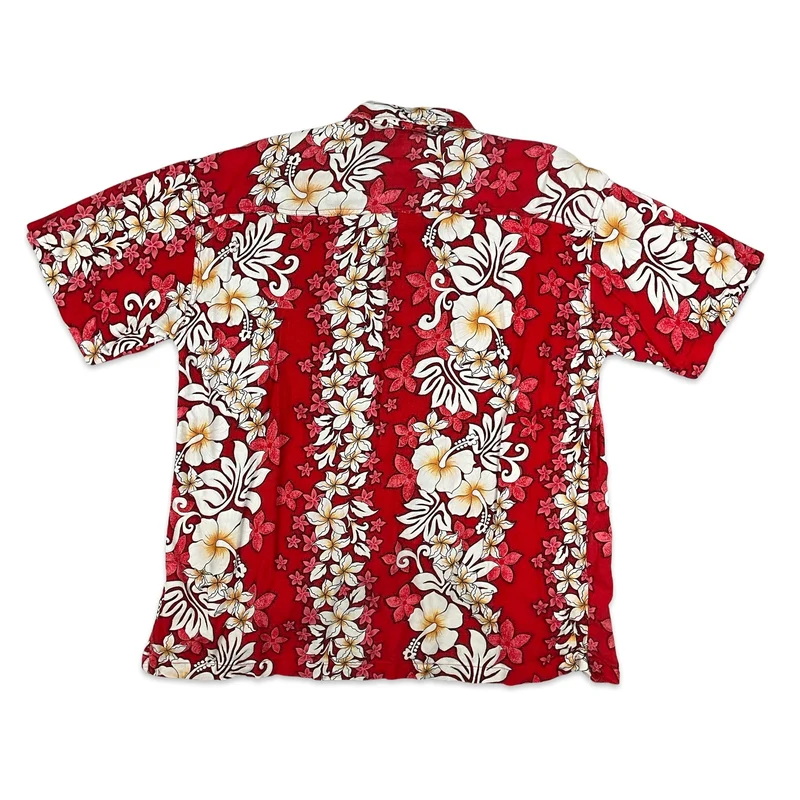 Vintage Red & White Hawaiian Short Sleeve Shirt M L