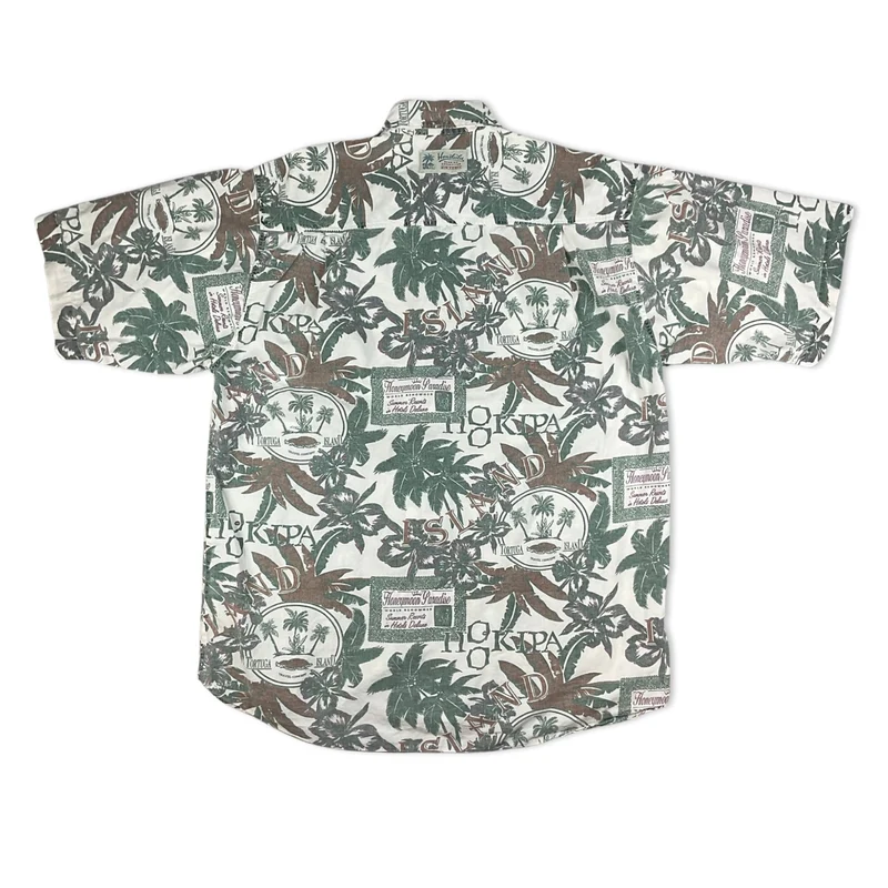 Vintage Gin Tonic Hawaiian Short Sleeve Cotton Shirt XL
