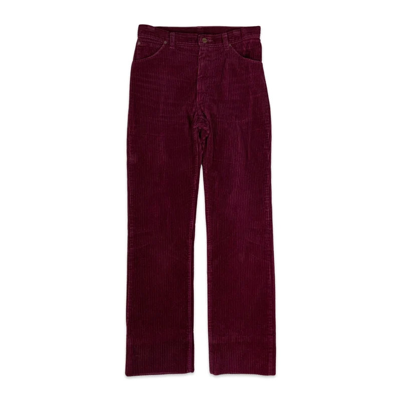 Vintage 70s Wrangler Blue Bell Magenta Corduroy Trousers 30W 31L