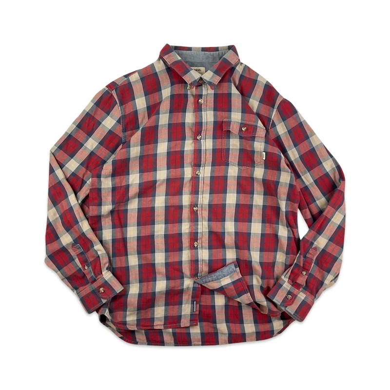 Vans Red Grey & Blue Plaid Flannel Shirt M L