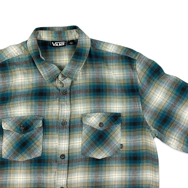 Vans Blue Black & Yellow Shadow Plaid Flannel Shirt M L