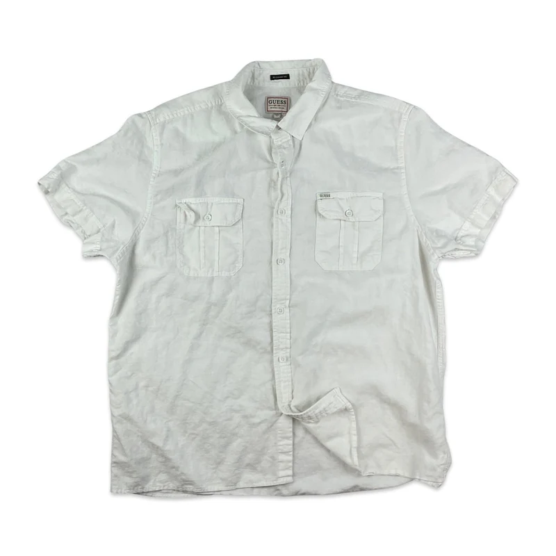 Vintage Guess Linen Button-Up Short Sleeve Casual Shirt Extra Large