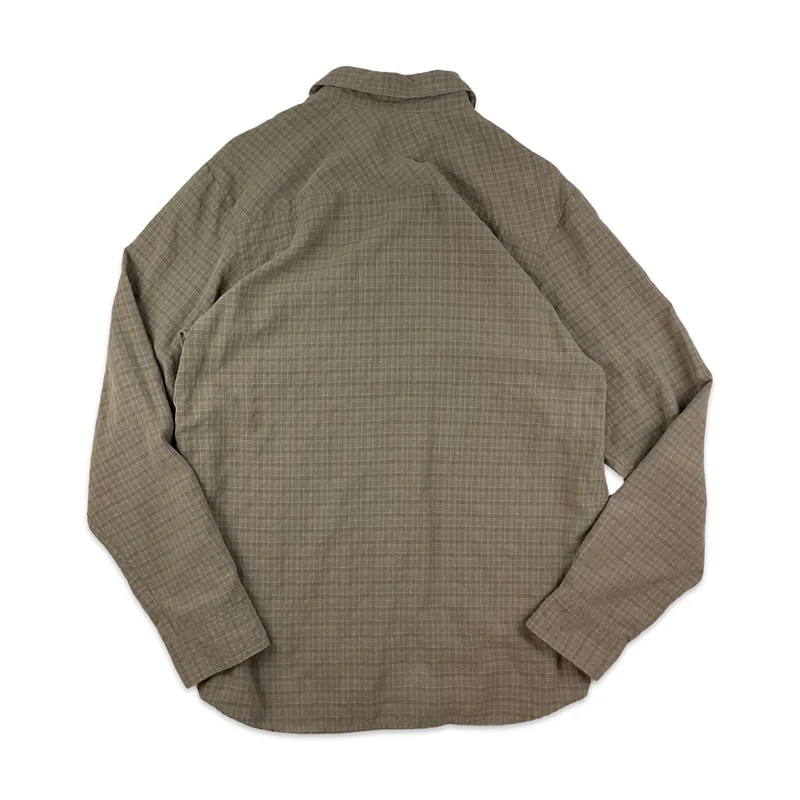 Columbia OmniShade Brown Plaid Checked Button-Up Long Sleeve Casual Shirt Medium