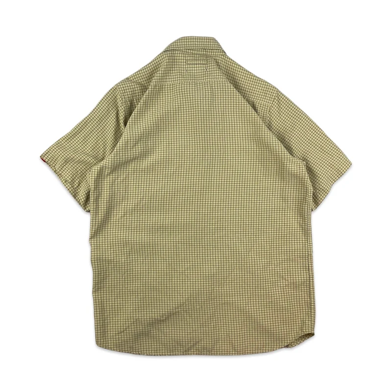 The North Face Yellow Checked Tech Button-Up Short Sleeve Casual Shirt Medium