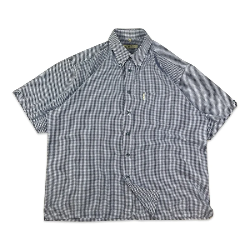Vintage Ben Sherman Blue White Gingham Button-Up Short Sleeve Casual Shirt XXL