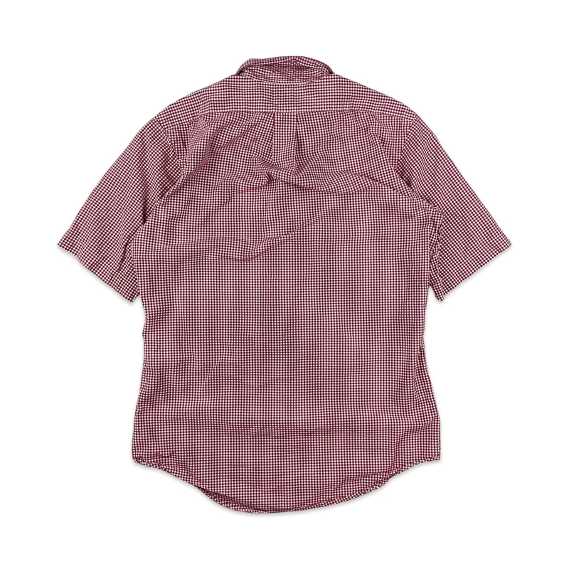 Vintage Ralph Lauren Red White Checked Gingham Button-Up Short Sleeve Shirt Medium