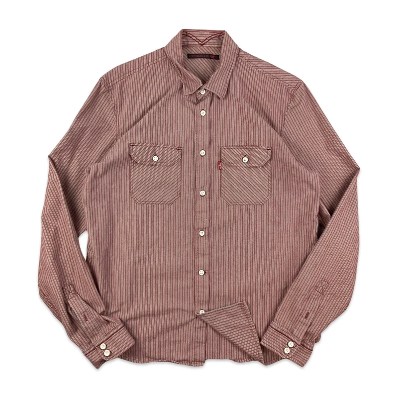 Levi Strauss & Co. Red & Blue Striped Button-Up Long Sleeve Casual Shirt Large