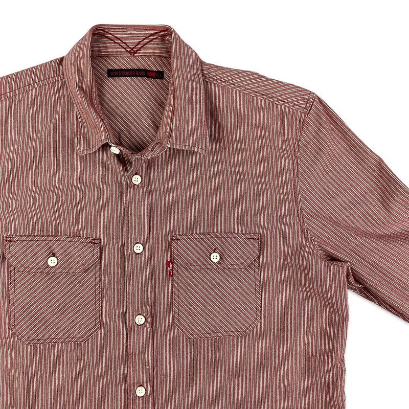 Levi Strauss & Co. Red & Blue Striped Button-Up Long Sleeve Casual Shirt Large
