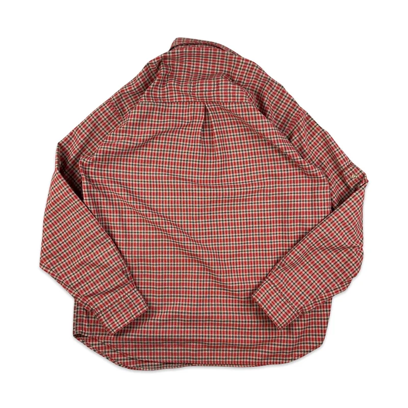 Vintage Columbia Red Grey Checked Plaid Long Sleeve Button-Up Casual Shirt XXL