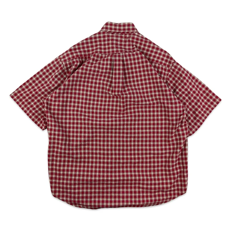 Vintage 1990s Tommy Hilfiger Red White Plaid Short Sleeve Casual Shirt XXL