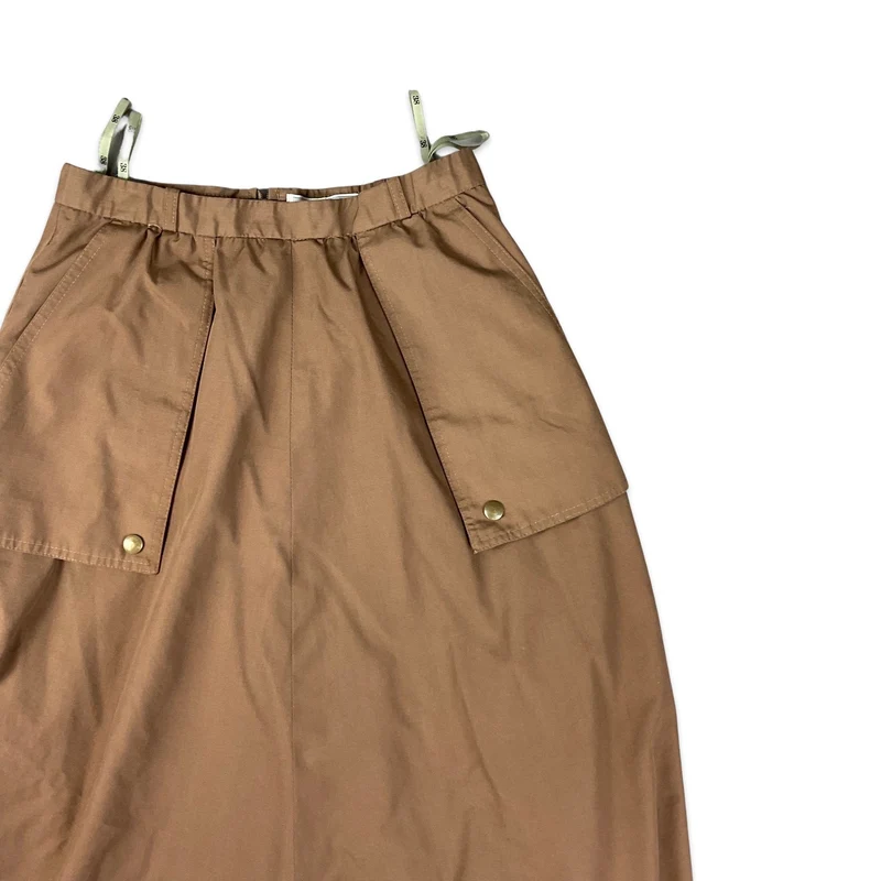 Vintage 80s Brown A-line Midi Skirt 8