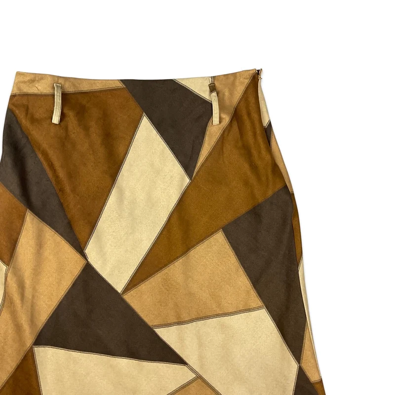 Vintage Brown Patchwork Maxi Skirt 14