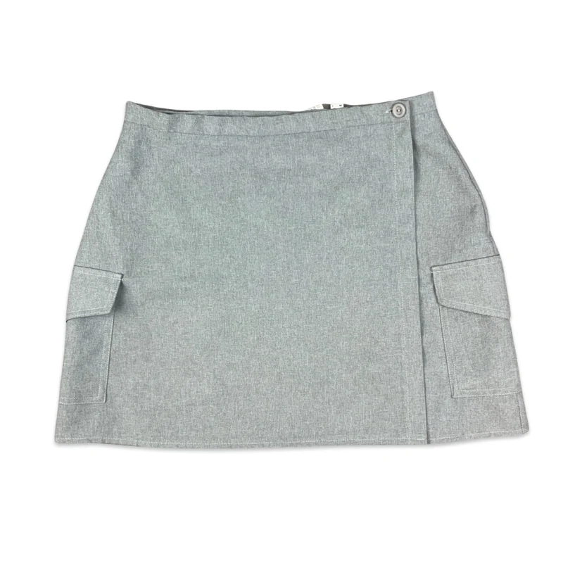Vintage 90s Grey Wrap Cargo Mini Skirt 12