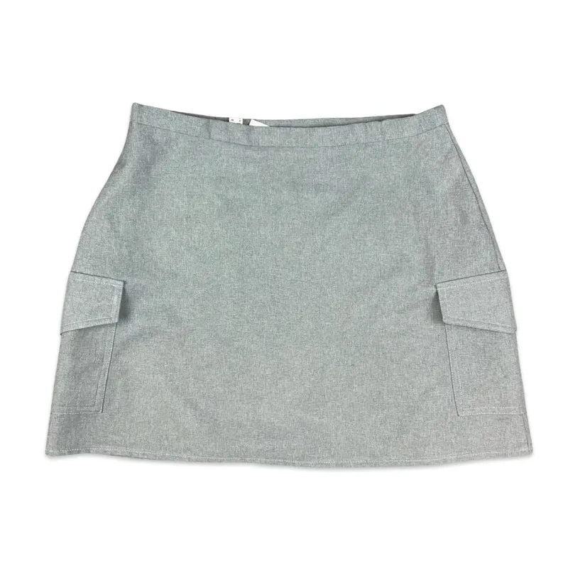 Vintage 90s Grey Wrap Cargo Mini Skirt 12