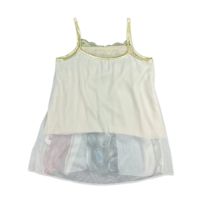 Vintage Y2K White Pink Yellow Teal Cami Top 8 10