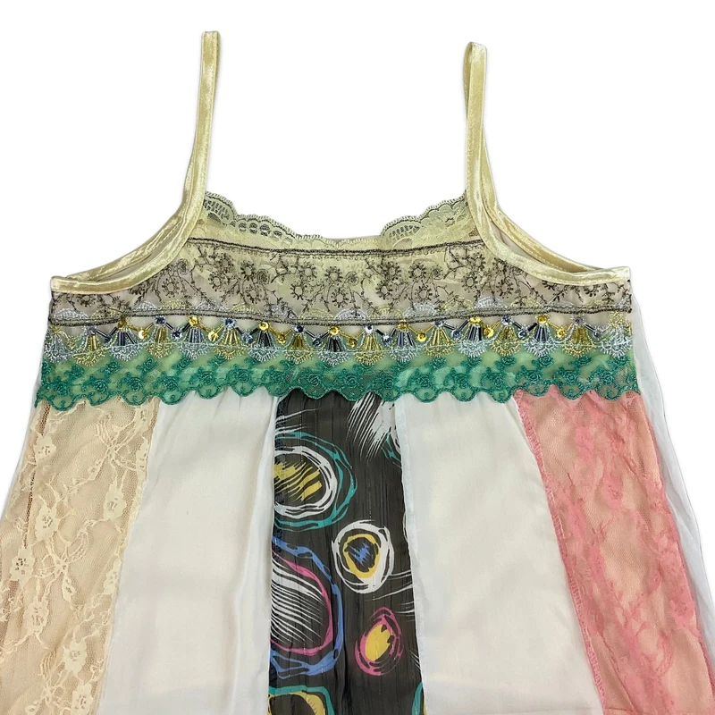 Vintage Y2K White Pink Yellow Teal Cami Top 8 10