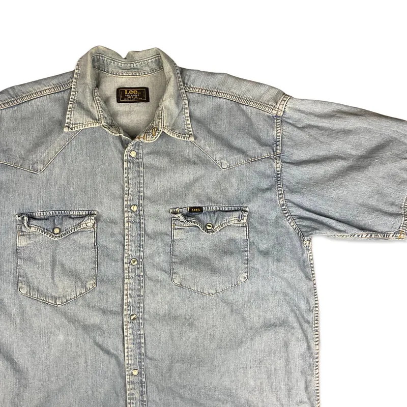 Vintage 70s 80s Lee Blue Denim Shirt L XL