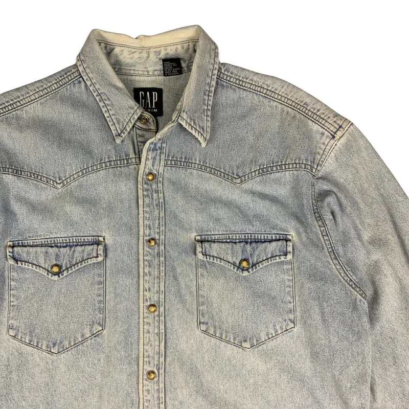 Vintage GAP Light Blue Stonewash Denim Shirt M L