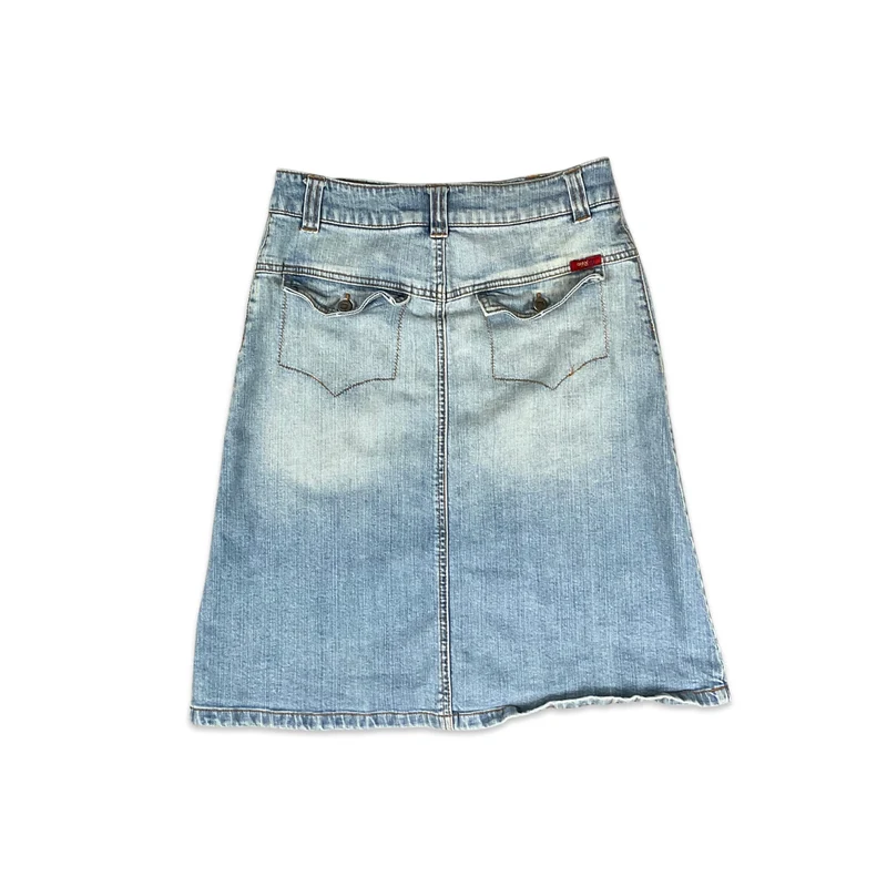 90s Y2K Blue Denim Button-up Midi Skirt 10