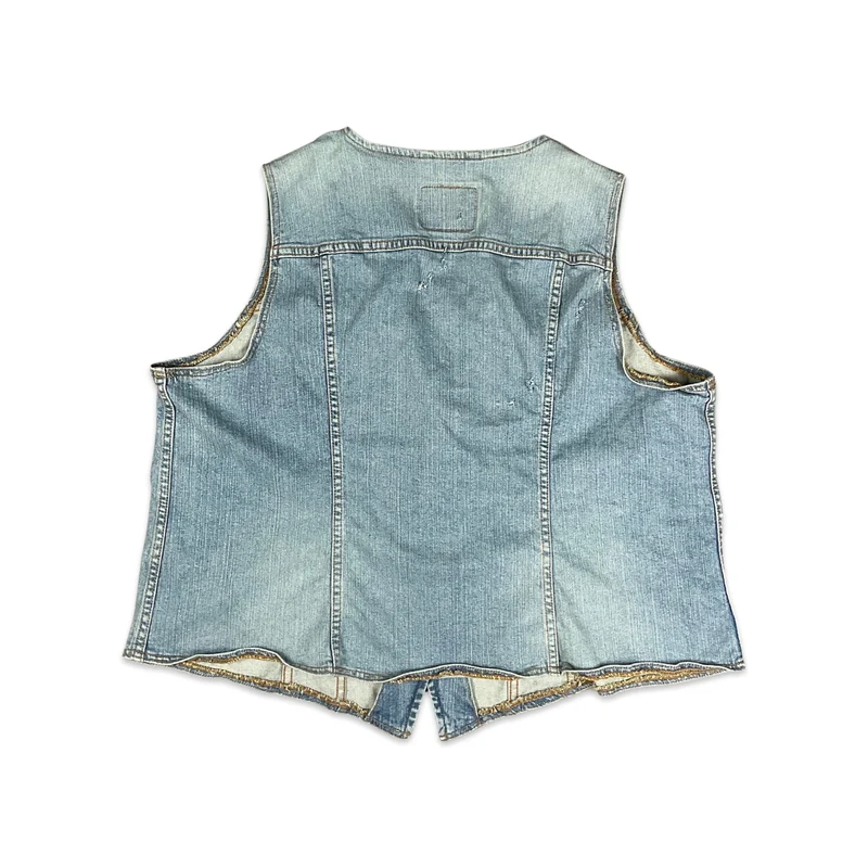 Vintage Levi's Distressed Stonewash Denim Waistcoat 18 20