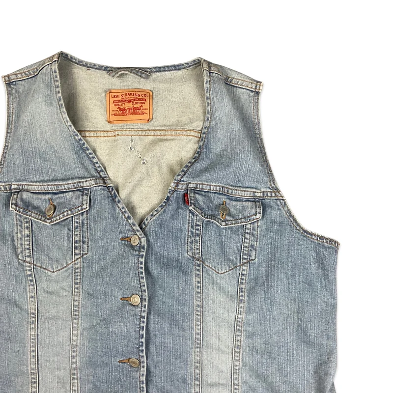 Vintage Levi's Distressed Stonewash Denim Waistcoat 18 20