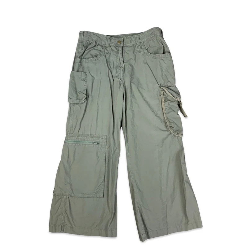 Y2K Green Cargo Trousers 10 12 14