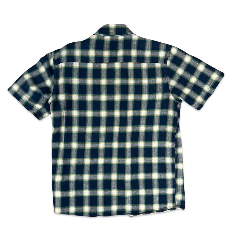 Patagonia Navy Yellow White Green Check Plaid Casual Short Sleeve Shirt Small