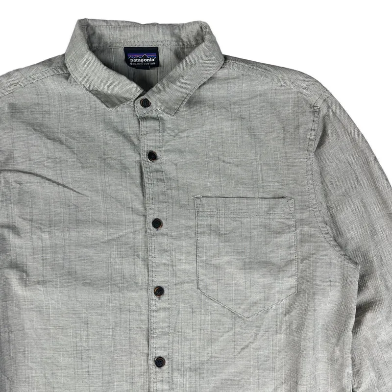 2000s Patagonia Grey Fine Check Plaid Long Sleeve Button Up Casual Shirt Medium