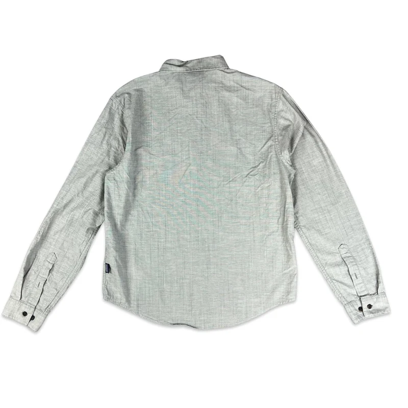 2000s Patagonia Grey Fine Check Plaid Long Sleeve Button Up Casual Shirt Medium