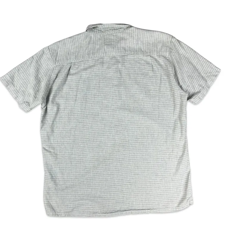 2000s Patagonia White Grey Checked Plaid Short Sleeve Button Up Casual Shirt XL
