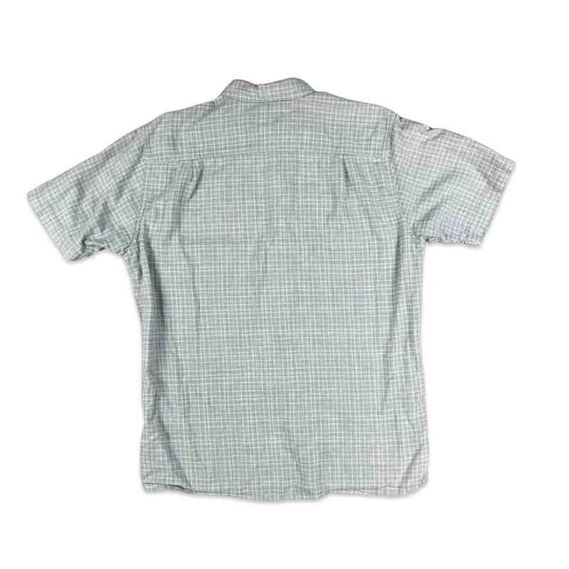 Patagonia Grey Checked Plaid Casual Short Sleeve Hemp Shirt Medium