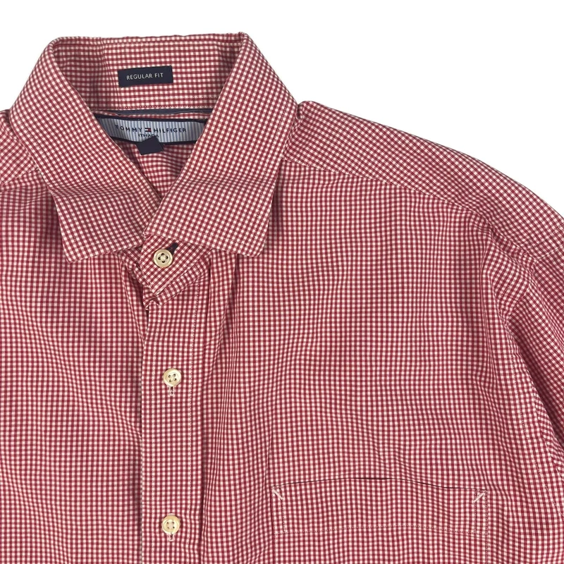 00s Vintage Tommy Hilfiger Gingham Shirt Red White L XL