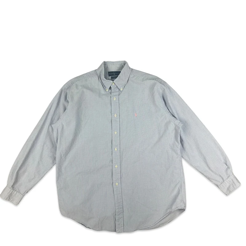 00s Vintage Ralph Lauren Check Shirt Blue White L XL 2XL