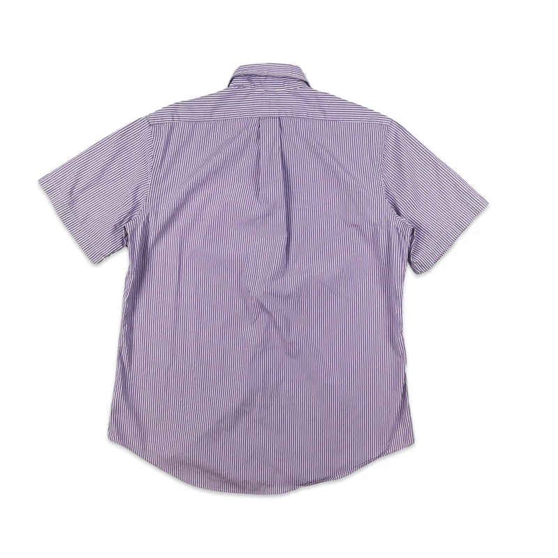 Vintage 2000s Ralph Lauren Purple & White Striped Short Sleeve Casual Shirt XL