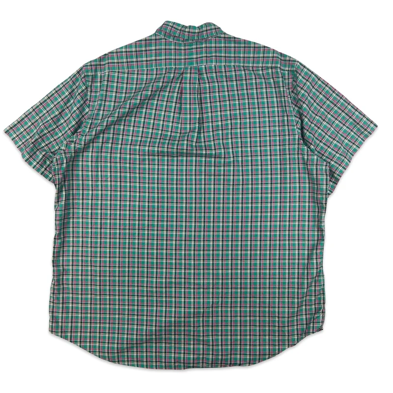 Vintage 2000s Ralph Lauren Plaid Green Pink Yellow Casual Short Sleeve Shirt XXL