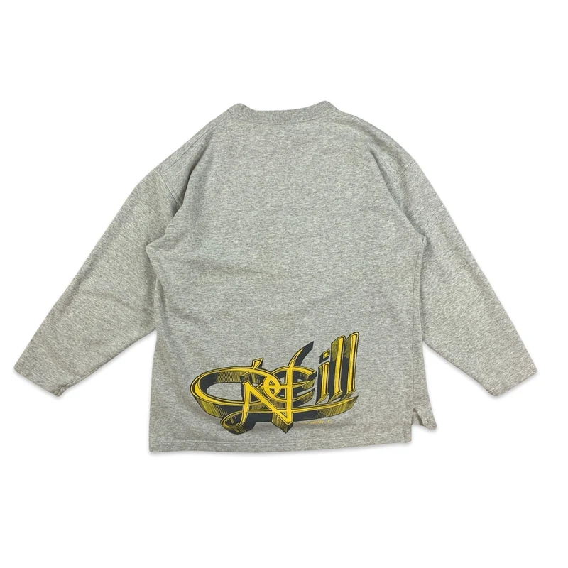 90s Y2K Vintage Grey O’Neill Sweatshirt Yellow Graphic L XL 2XL