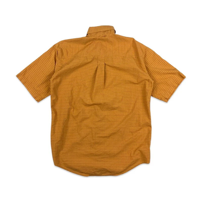 Vintage Timberland Orange Plaid Checked Short Sleeve Casual Shirt Large