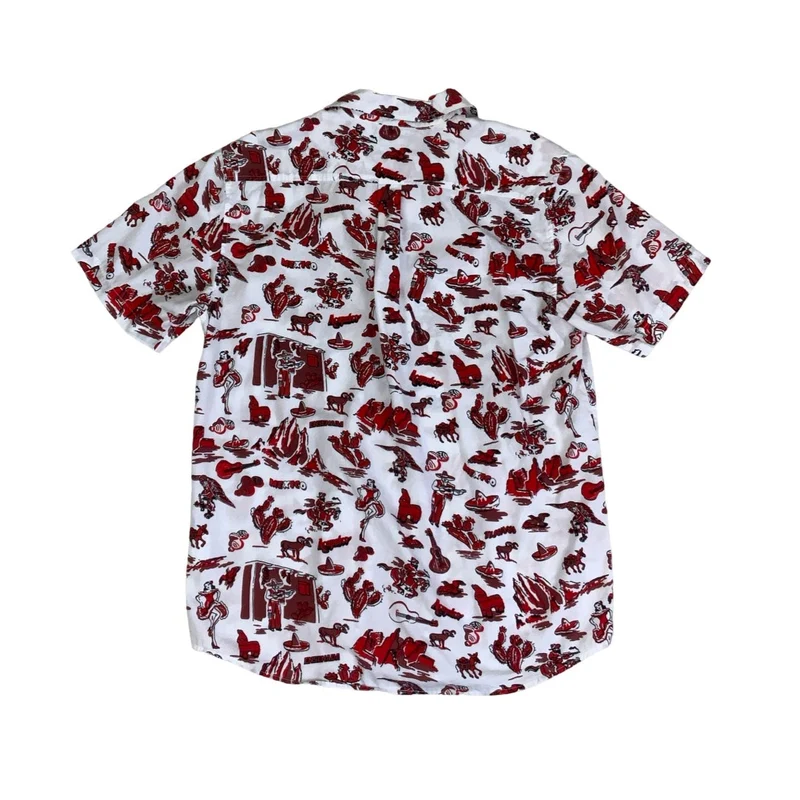Vintage DC Shoes White Red Western Graphic Short Sleeved Skater Shirt M